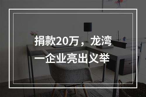 捐款20万，龙湾一企业亮出义举