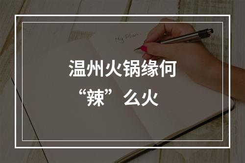 温州火锅缘何“辣”么火