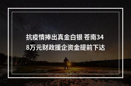 抗疫情捧出真金白银 苍南348万元财政援企资金提前下达