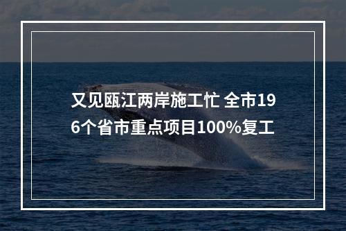 又见瓯江两岸施工忙 全市196个省市重点项目100%复工