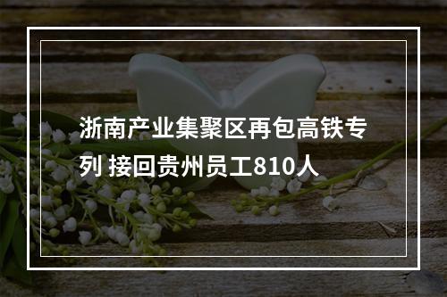 浙南产业集聚区再包高铁专列 接回贵州员工810人