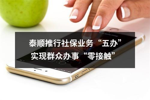 泰顺推行社保业务“五办” 实现群众办事“零接触”