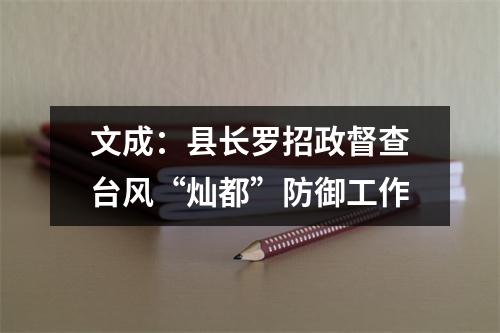 文成：县长罗招政督查台风“灿都”防御工作