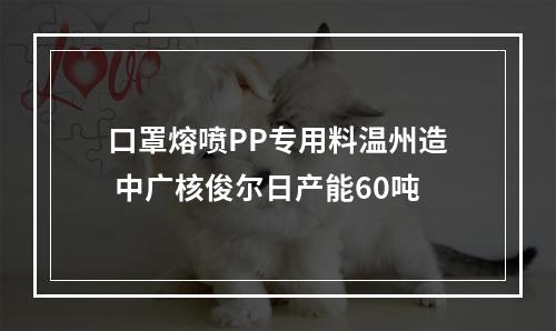 口罩熔喷PP专用料温州造 中广核俊尔日产能60吨
