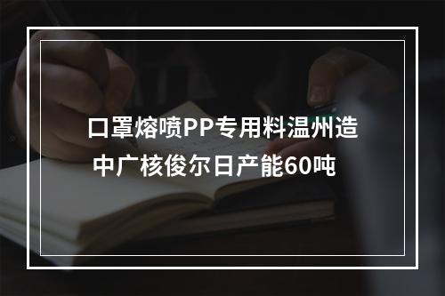 口罩熔喷PP专用料温州造 中广核俊尔日产能60吨