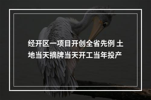 经开区一项目开创全省先例 土地当天摘牌当天开工当年投产