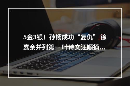 5金3银！孙杨成功“复仇” 徐嘉余并列第一 叶诗文汪顺摘银