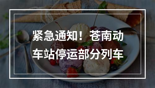 紧急通知！苍南动车站停运部分列车