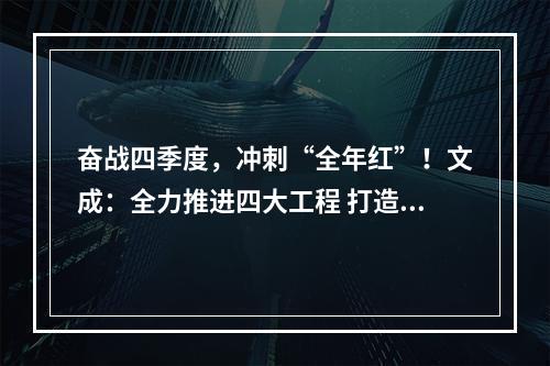 奋战四季度，冲刺“全年红”！文成：全力推进四大工程 打造共同富裕山区样板