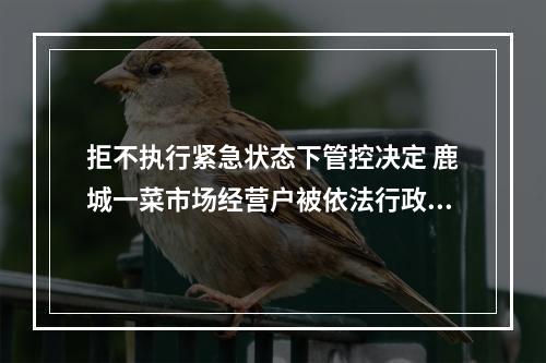 拒不执行紧急状态下管控决定 鹿城一菜市场经营户被依法行政拘留