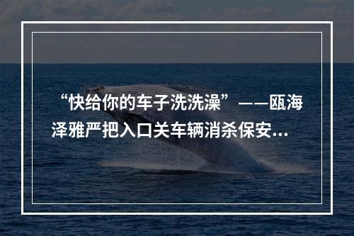 “快给你的车子洗洗澡”——瓯海泽雅严把入口关车辆消杀保安全