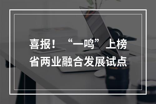 喜报！“一鸣”上榜省两业融合发展试点
