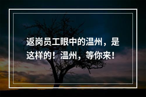 返岗员工眼中的温州，是这样的！温州，等你来！