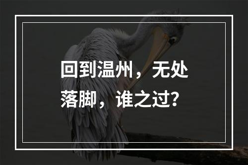 回到温州，无处落脚，谁之过？