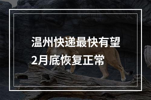 温州快递最快有望2月底恢复正常