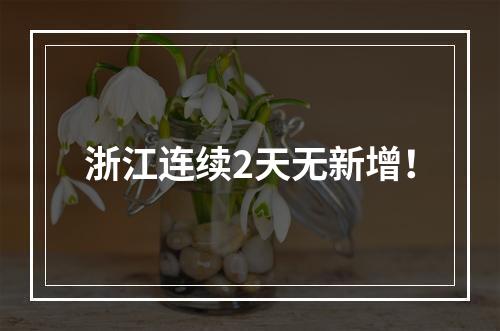 浙江连续2天无新增！