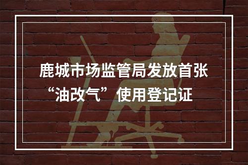 鹿城市场监管局发放首张“油改气”使用登记证