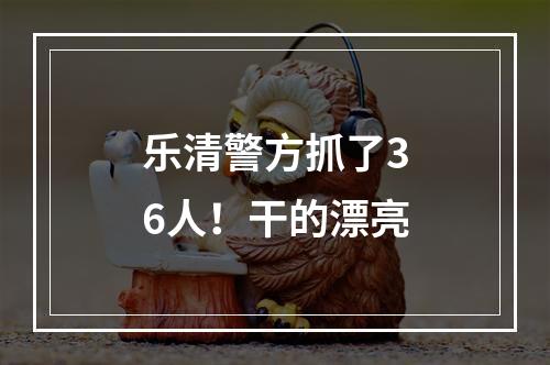 乐清警方抓了36人！干的漂亮