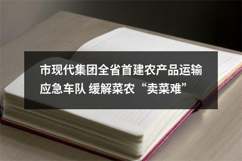 市现代集团全省首建农产品运输应急车队 缓解菜农“卖菜难”