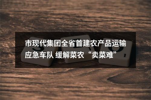 市现代集团全省首建农产品运输应急车队 缓解菜农“卖菜难”