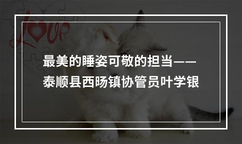 最美的睡姿可敬的担当——泰顺县西旸镇协管员叶学银