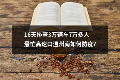 16天排查3万辆车7万多人最忙高速口温州南如何防疫？