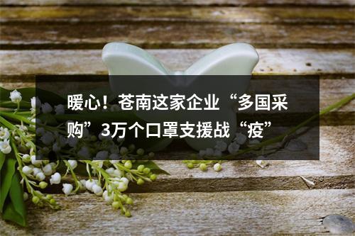 暖心！苍南这家企业“多国采购”3万个口罩支援战“疫”