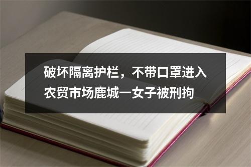 破坏隔离护栏，不带口罩进入农贸市场鹿城一女子被刑拘