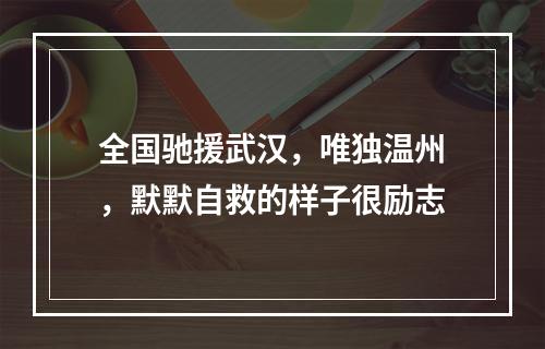 全国驰援武汉，唯独温州，默默自救的样子很励志