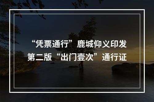 “凭票通行”鹿城仰义印发第二版“出门壹次”通行证