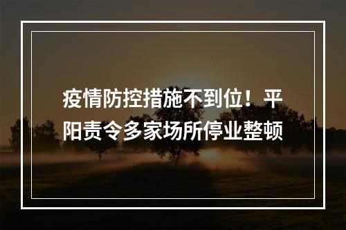 疫情防控措施不到位！平阳责令多家场所停业整顿