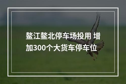 鳌江鳌北停车场投用 增加300个大货车停车位
