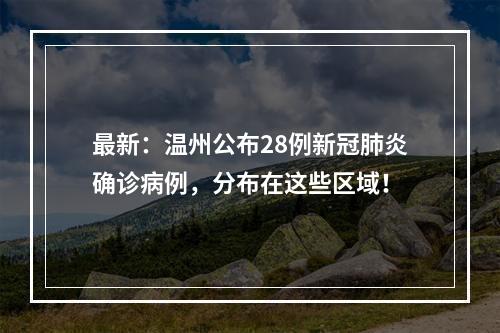 最新：温州公布28例新冠肺炎确诊病例，分布在这些区域！