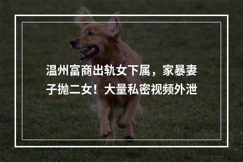 温州富商出轨女下属，家暴妻子抛二女！大量私密视频外泄