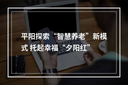 平阳探索“智慧养老”新模式 托起幸福“夕阳红”