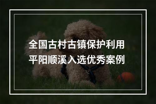 全国古村古镇保护利用 平阳顺溪入选优秀案例