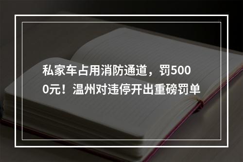 私家车占用消防通道，罚5000元！温州对违停开出重磅罚单
