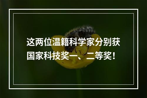 这两位温籍科学家分别获国家科技奖一、二等奖！
