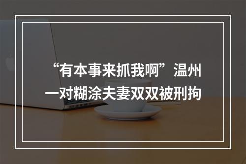 “有本事来抓我啊”温州一对糊涂夫妻双双被刑拘
