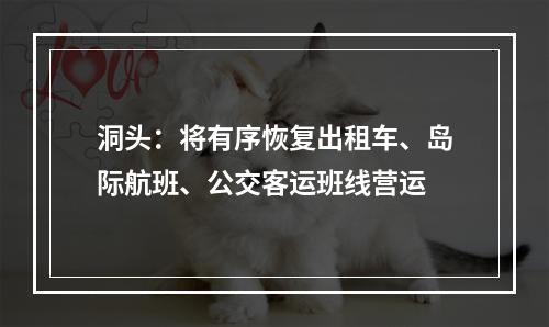 洞头：将有序恢复出租车、岛际航班、公交客运班线营运
