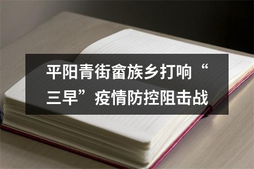 平阳青街畲族乡打响“三早”疫情防控阻击战