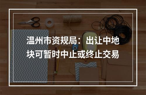 温州市资规局：出让中地块可暂时中止或终止交易