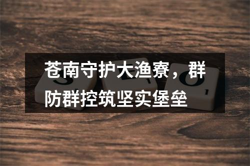 苍南守护大渔寮，群防群控筑坚实堡垒