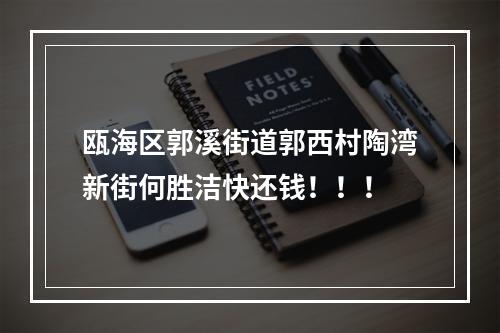 瓯海区郭溪街道郭西村陶湾新街何胜洁快还钱！！！