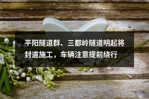平阳隧道群、三都岭隧道明起将封道施工，车辆注意提前绕行