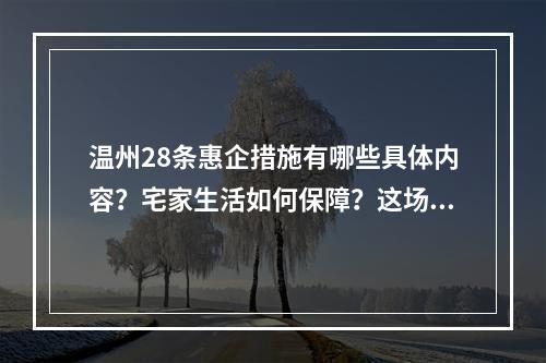 温州28条惠企措施有哪些具体内容？宅家生活如何保障？这场发布会上给出答案