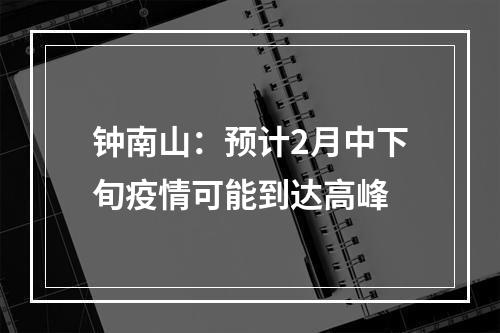 钟南山：预计2月中下旬疫情可能到达高峰
