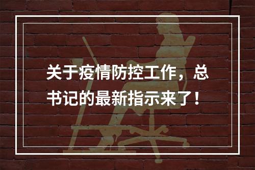 关于疫情防控工作，总书记的最新指示来了！