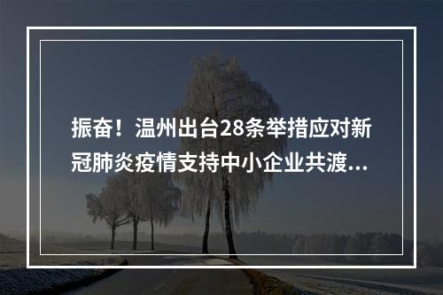 振奋！温州出台28条举措应对新冠肺炎疫情支持中小企业共渡难关