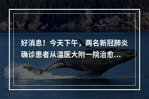 好消息！今天下午，两名新冠肺炎确诊患者从温医大附一院治愈出院